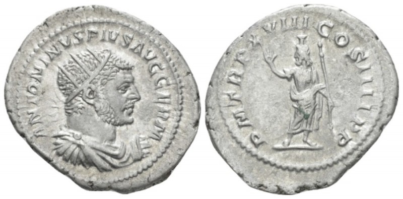 Caracalla, 198-217 Antoninianus circa 216, AR 25.1mm., 5.03g. Radiate, draped bu...