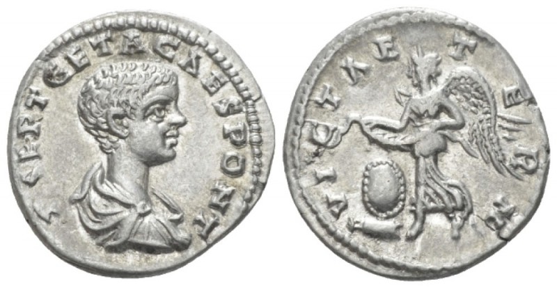 Geta Caesar, 198-209. Denarius Laodicea circa 200-202, AR 19mm., 3.36g. Bare-hea...