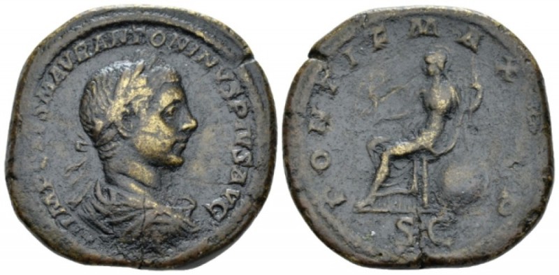 Elagabalus, 218-222 Sestertius circa 218, Æ 34mm., 29.56g. Laureate, draped and ...