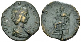 Julia Maesa, sister of Julia Domna and grandmother of Elagabalus Sestertius 218-222 or 223, Æ 29mm., 21.67g. Diademed and draped bust r. Rev. Pudiciti...