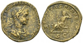 Severus Alexander, 222-235 Sestertius circa 223, Æ 30mm., 23.76g. Laureate, draped, and cuirassed bust r. Rev. Securitas seated l., holding sceptre an...