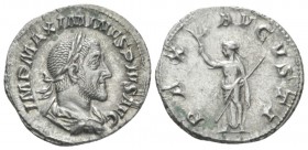 Maximinus I, 235-238 Denarius circa 235-236, AR mm., 2.80g. IMP MAXIMINVS PIVS AVG Laureate, draped and cuirassed bust r. Rev. PAX AVGVSTI Pax standin...