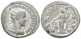 Gordian III, 238-244 Antoninianus circa 240, AR 22mm., 4.60g. Radiate, draped and cuirassed bust r. Rev. Aequitas standing l., holding scales in r. ha...
