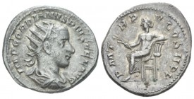 Gordian III, 238-244 Antoninianus circa 241-243, AR 22mm., 5.41g. Radiate, draped and cuirassed bust r. Rev. Apollo seated l. with branch and lyre. C ...