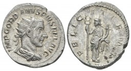 Gordian III, 238-244 Sestertius circa 241-243, Æ 32mm., 19.21g. Laureate, draped and cuirassed bust r. Rev. Libertas standing l., holding pileus and s...