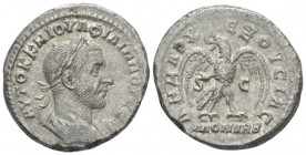 Philip I, 244-249 Antoninianus circa 244-247, AR 22mm., 4.32g. Radiate, draped, and cuirassed bust r. Rev. Aequitas standing l., holding scales and co...