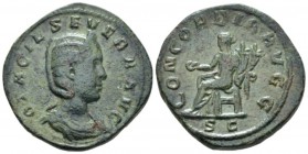 Otacilia Severa, wife of Philip I Sestertius circa 244-249, Æ 30mm., 22.49g. Diademed and draped bust r. Rev. Concordia seated l., holding patera and ...