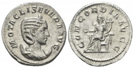 Otacilia Severa, wife of Philip I Antoninianus circa 246-248, AR 22mm., 4.50g. Diademed and draped bust r. on crescent. Rev. Concordia seated l., hold...