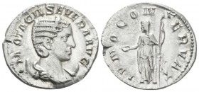 Otacilia Severa, wife of Philip I Antoninianus circa 246-248, AR 21mm., 4.22g. Draped bust r., wearing stephane, set on crescent. Rev. Juno standing l...