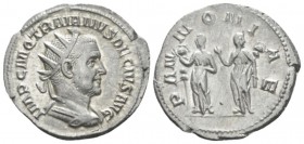 Trajan Decius, 249-251 Antoninianus circa 249-251, AR 22mm., 3.32g. Radiate and draped bust r. Rev. The two Pannoniae, veiled, standing to front and l...