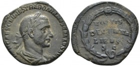 Trebonianus Gallus, 251-253 Sestertius circa 251, Æ 27mm., 15.61g. Laureate, draped and cuirassed bust r. Rev. Legend within wreath. C 137. RIC 127a....