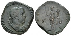 Valerian I, 253-260 Sestertius circa 255-256, Æ 28mm., 20.73g. Laureate and cuirassed bust r. with drapery on l. shoulder. Rev. Felicitas standing l.,...