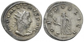 Gallienus, 253-268 Antoninianus Samosata circa 255-257, billon 20mm., 3.70g. Radiate, draped and cuirassed bust r. Rev. Spes advancing l., holding flo...