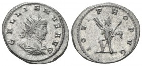 Gallienus, 253-268 Antoninianus Antiochia circa 264-268, billon 22mm., 4.02g. Radiate, draped and cuirassed bust r. Rev. Jupiter standing l., hurling ...