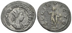 Macrianus, 260-261 Antoninianus Samosata circa 260-261, billon 22mm., 3.92g. Radiate and cuirassed bust r., slight drapery on shoulder. Rev. Sol stand...