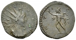 Victorinus, 268-270 Antonininianus Colonia circa 270, billon 20mm., 2.61g. Radiate, draped, and cuirassed bust r. Rev. Sol standing l., raising hand a...