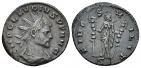 Claudius II Gothicus, 268-270 Antoninianus Mediolanum circa 268-270, billon 20mm., 3.13g. Radiate, draped, cuirassed bust r. Rev. Fides standing facin...