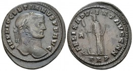 Diocletian, 284-305 Follis Carthago circa 297, Æ 30mm., 9.91g. Laureate head r. Rev. Africa, wearing elephant's skin headdress, standing facing, head ...
