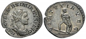 Maximianus Herculius, first reign 286-305 Antoninianus Lugdunum circa 287-289, billon 22mm., 2.52g. Radiate, draped and cuirassed bust r. Rev. Hercule...