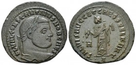 Constantine I caesar, 306-307 Follis Carthago circa 306, Æ 27mm., 10.47g. Laureate head r. Rev. Carthage standing facing, head l., holding fruits in b...
