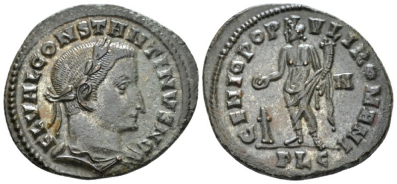 Constantine I Caesar, 306-307. Follis Lugdunum circa 307, Æ 26mm., 7.58g. Laurea...