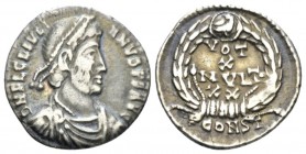Julian II, 360-363 Siliqua Arles circa 360-363, AR 17mm., 2.28g. Pear-diademed, draped and cuirassed bust r. Rev. VOT X / MVLT / XX within wreath. In ...