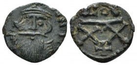 Constans II. 641-668. Half Follis Rome circa 646-650, Æ 14mm., 1.42g. Crowned facing bust, wearing chlamys. Rev. Large XX; cross above; ROM. DOC 196. ...