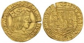 Napoli, Ferdinando il Cattolico, 1504-1516 Ducato circa 1504-1516., AV 23.4mm., 3.47g. FERNANDVS – D G R AR V SI Busto coronato a d. Rv. FERNANDVS D G...