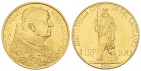 Rome, Pio XI (Achille Ratti), 1929-1939. Da 100 lire VIII/1929, AV 24mm., 8.79g. Pagani 610. Muntoni 1. Berman 3352. Friedberg 283.

Extremely Fine.