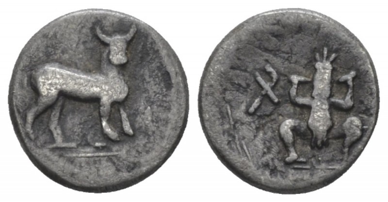 Hispania, Uncertain mint Quarter of drachm forgery of XIX cent (?). BC, AR 11mm....