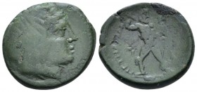 Bruttium, Petelia Bronze circa 216-211, Æ 22mm., 6.47g. Veiled head of Demeter r. Rev. Zeus standing facing; holding thunderbolt and spear. Caltabiano...