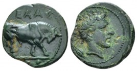 Sicily, Gela Tetras circa 420-405, Æ 18mm., 3.27g. Bull standing r. Rev. Horned head of Gelas r.; in l. field, grain. SNG Morcom 588. Calciati 17.

...