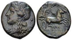 Sicily, Syracuse Bronze circa 289-287, Æ 24mm., 8.57g. Wreathed head of Kore l. Rev. Charioteer driving biga r. SNG ANS 758. Calciati 123 (Agathocles)...