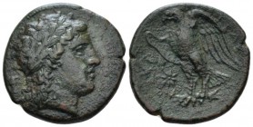 Sicily, Syracuse Bronze circa 287-278, Æ 23mm., 7.96g. Laureate head of Zeus Hellanios r. Rev. Eagle standing l. on thunderbolt; in l. field, star. SN...