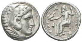 Kingdom of Macedon, Alexander III, 336 – 323 Amphipolis Tetradrachm circa 323-320, AR 26mm., 17.15g. Head of Heracles r., wearing lion skin headdress....
