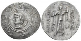 Kingdom of Macedon, Antigonos II Gonatas, 277 – 239 Amphipolis Tetradrachm circa 274-255, AR 32.7mm., 14.80g. Macedonian shield decorated in centre wi...