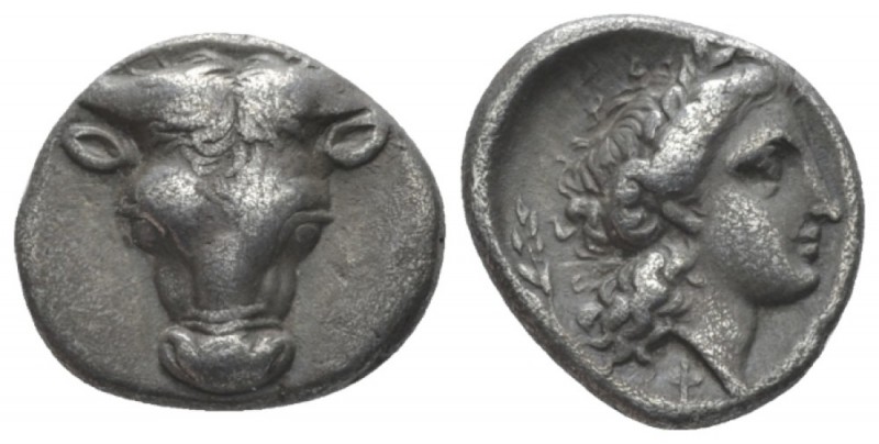 Phocis, Phokian League Triobol circa 357-354, AR 11mm., 2.67g. Frontal bull’s he...