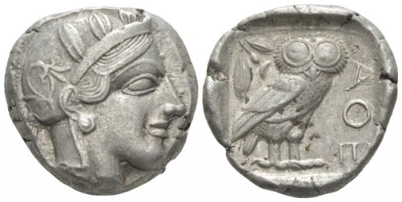 Attica, Athens Tetradrachm circa 450, AR 24mm., 17.06g. Head of Athena r., weari...