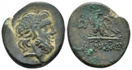 Pontus, Pharnakeia Bronze circa 86-65, Æ 21mm., 7.78g. Laureate head of Zeus r. Rev. Eagle standing l., head r., on thunderbolt; monogram to l. SNG BM...