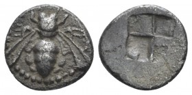 Ionia, Ephesus 1/12 stater end VI cent., AR 20mm., 1.01g. Bee seen from above. Rev. Quadripartite incuse square. Karwiese, Ephesos, 54. Demeester 113 ...