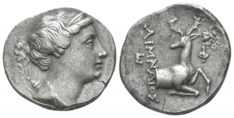 Ionia, Ephesus Didrachm circa 258-202, AR 21mm., 6.21g. Bust of Artemis r. Rev. ...