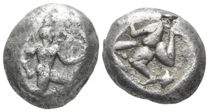 Pamphilia, Aspendos Stater circa 465-430, AR 15.6mm., 10.48g. Helmeted, nude hop...