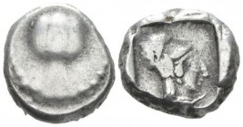 Pamphilia, Side Stater circa 460-430, AR 17.6mm., 10.88g. Pomegranate within dot-and-cable border. Rev. Head of Athena r., wearing raised Corinthian h...