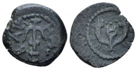 Judaea, Herod I (the Great), 40-4. Jerusalem Prutah circa 40-4, Æ 14.4mm., 1.78g. Anchor. Rev. Double cornucopia; kerykeion between, dots above. Mesho...