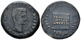 Hispania, Italica Tiberius, 14-37 As circa 14-37, Æ 28.9mm., 12.65g. Bare head r. Rev. MVNIC ITALIC PERM DIVI AVG Altar inscribed PROVIDENTIAE AVGVSTI...