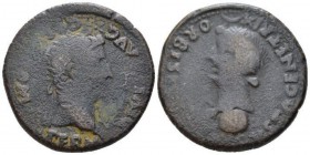 Hispania, Romula Divus Augustus, with Livia. Dupondius circa 14-37 (Under Tiberius),, Æ 33.8mm., 23.27g. Radiate head of Divus Augustus r.; above, sta...