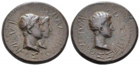 Thrace, Uncertain mint Octavian as Augustus, 27 BC – 14 AD Bronze circa 11 BC - 12 AD, Æ 24.3mm., 10.29g. jugate heads of Rhoemetalces, diademed, and ...