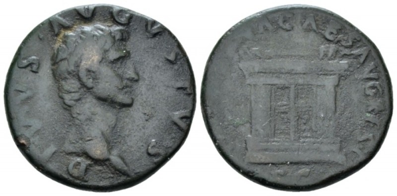 Divus Augustus As circa 96-98, Æ 26.5mm., 10.32g. DIVVS AVGVSTVS Bare head r. Re...