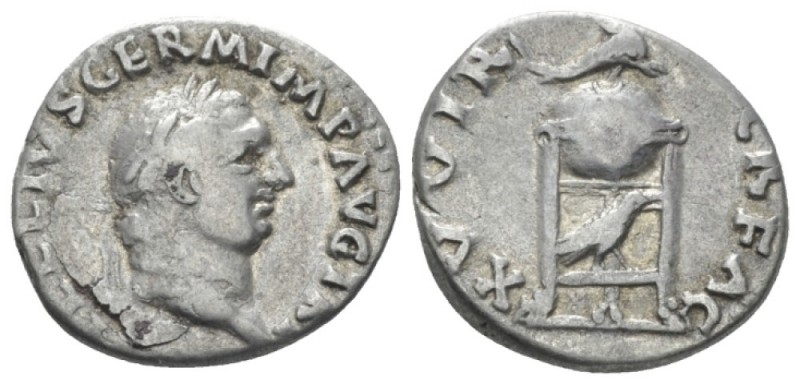 Vitellius, 69 Denarius late April–20 December, AR 17.9mm., 3.00g. Laureate head ...