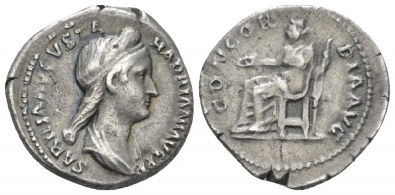 Sabina, wife of Hadrian Denarius circa 128-136, AR 17.9mm., 3.27g. Diademed and ...